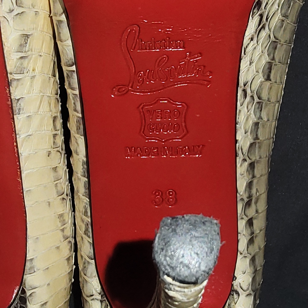 White Python "Red Bottom" Pumps - Picture 4 of 8
